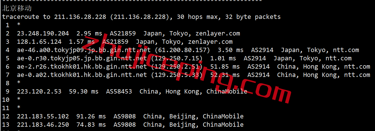 arkjp19 zenlayer日本国际线路云服务器测评，适合联通和移动线路，电信略差！