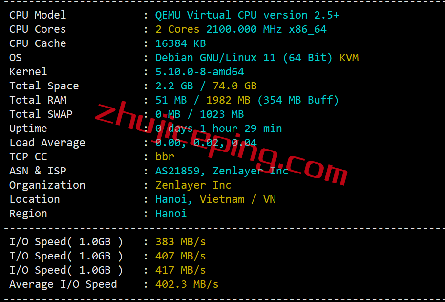 arkvnh1 zenlayer怎么样？简单测评越南河内数据中心的云服务器