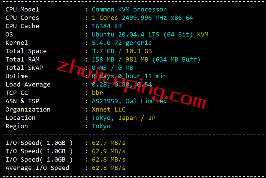 hyjpiij1 简单测评下hostyun日本东京机房IIJ线路的VPS