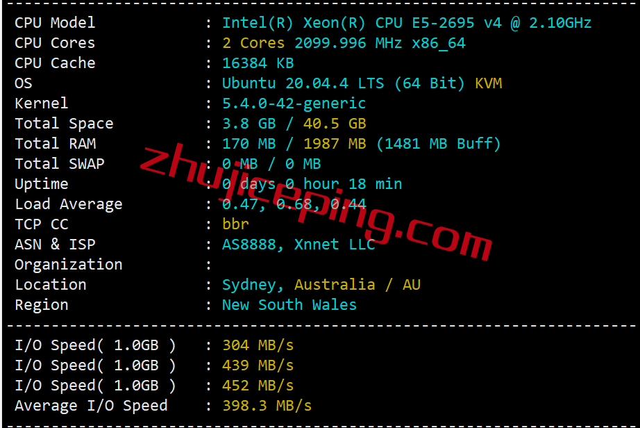 kvmau1 简单测评下hostkvm的澳大利亚vps，强制三网走联通AS9929