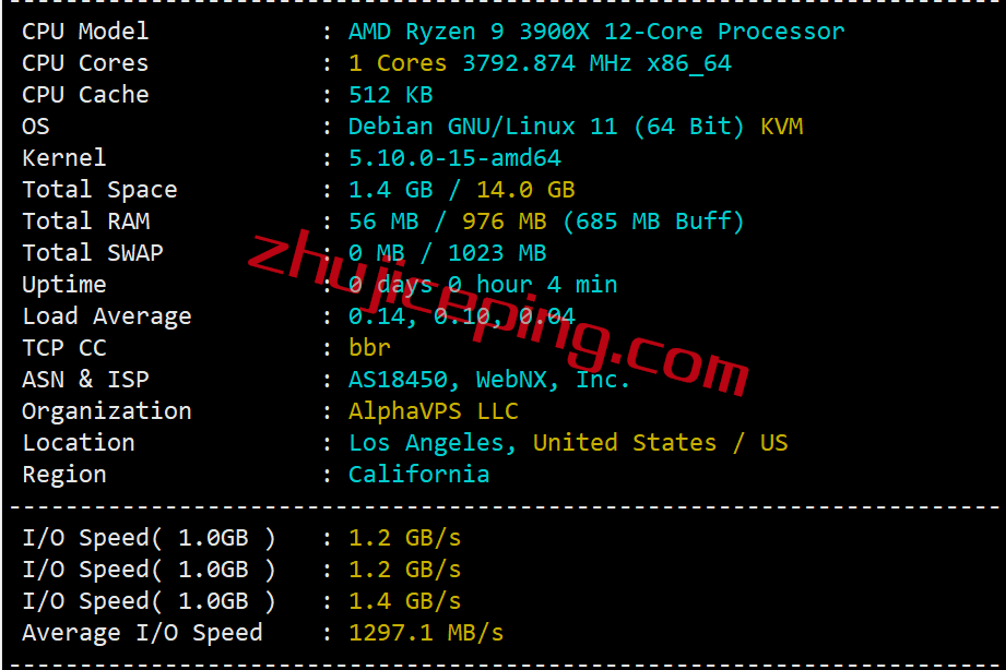 avps2 alphavps怎么样？简单测评下洛杉矶机房的AMD系列VPS