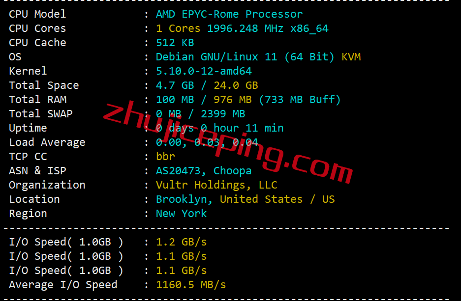 vnj1 VULTR云服务器怎么养？简单测评下新泽西数据中心的小鸡