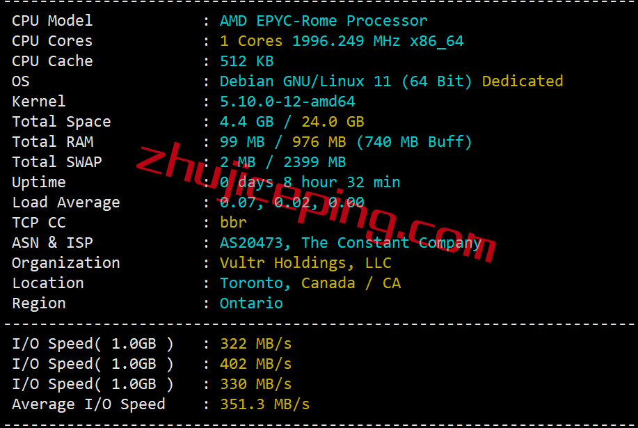 vuca1 VULTR怎么样？简单测评加拿大云服务器(AMD平台)