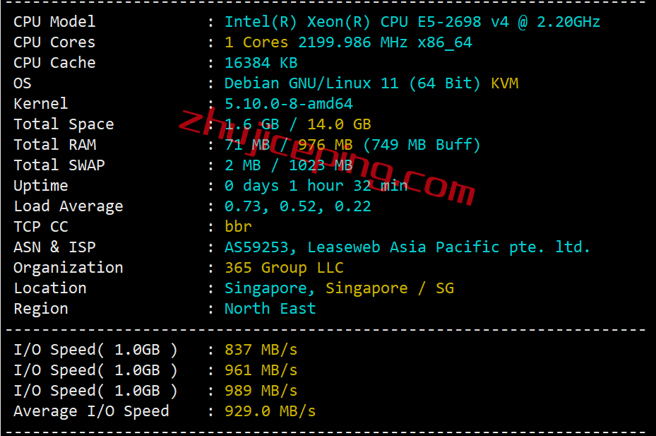 gcv1 greencloudvps怎么样？(绿云怎么样？) 简单测评下新加坡VPS，数据大家自行看