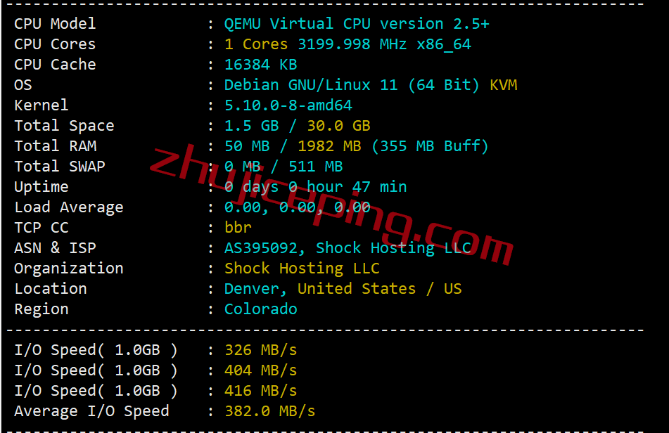 shdver1 shockhosting怎么样？简单测试下丹佛数据中心的VPS