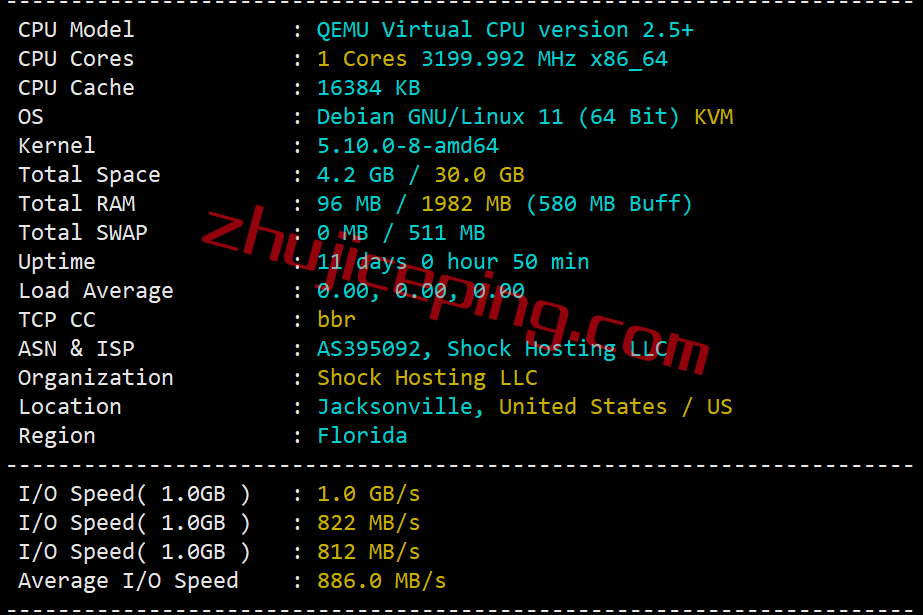 shjv1 shockhosting怎么样？美国东南部杰克逊维尔数据中心的VPS测评