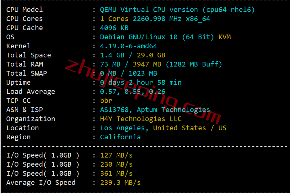 iwfapt1 iwebfusion怎么样？简单测评下洛杉矶aptum机房VPS