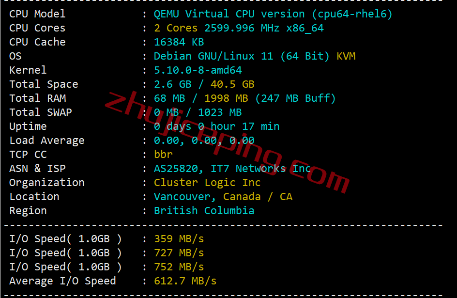 bwhca1 搬瓦工VPS怎么样？加拿大数据中心“CABC_1”测评