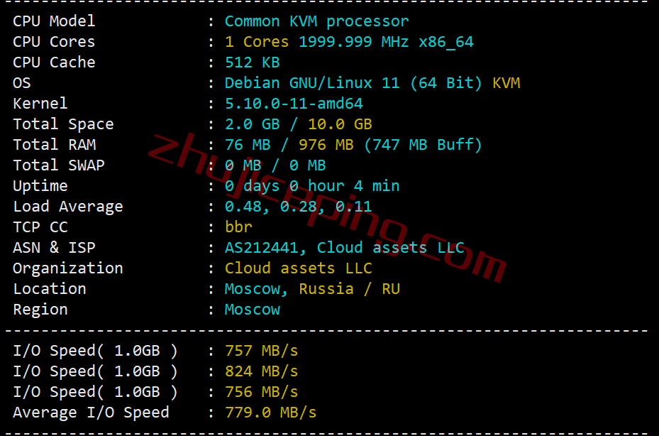 mac1 简单测评下俄罗斯商家macloud，提供高性能VPS+64T大流量，支持按天计费