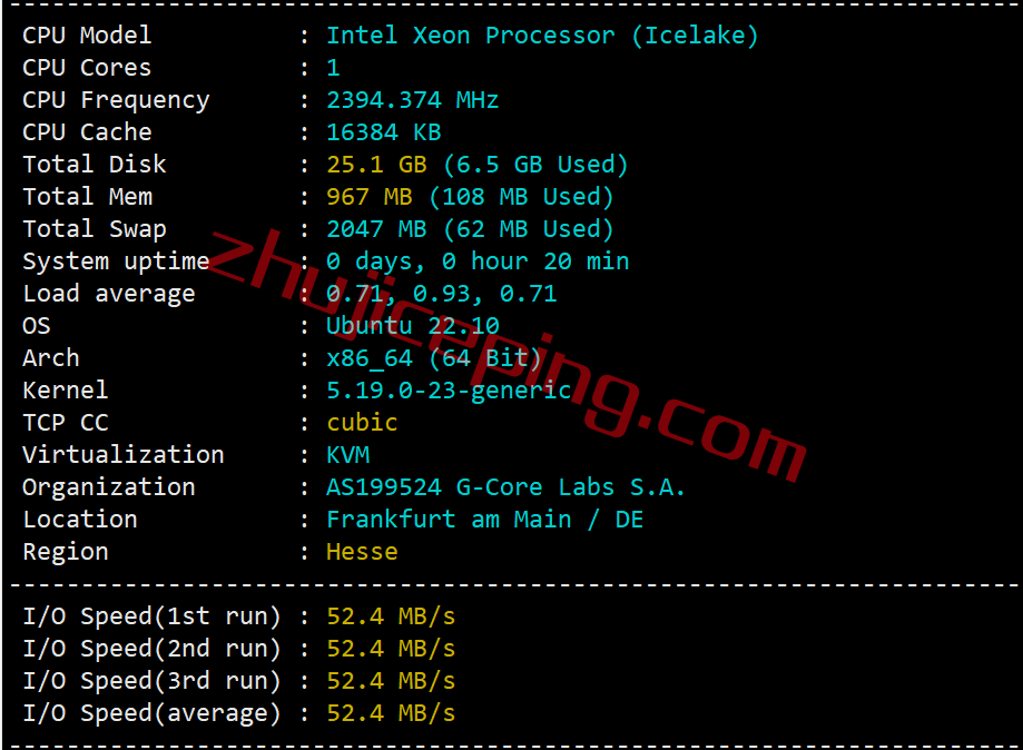 gcfft1 gcore Basic VM之德国法兰克福数据中心的简单测评