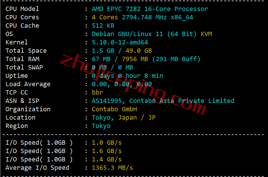 ctbjp1 contabo怎么样？简单测评下日本东京机房的VPS