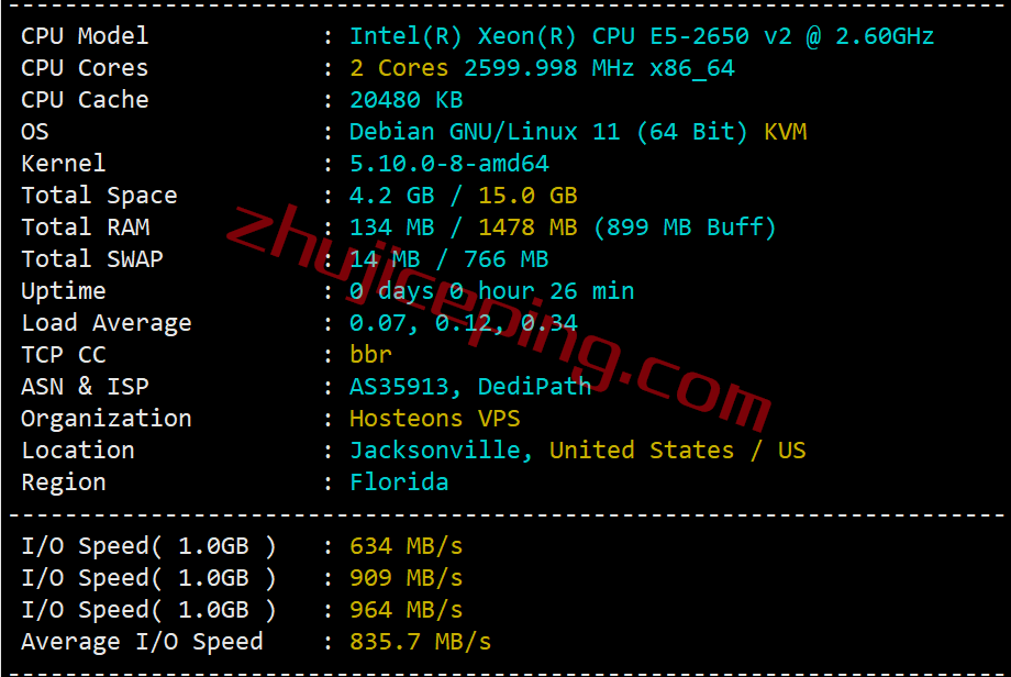 heojax1 hosteons怎么样？简单测评杰克逊维尔数据中心的VPS