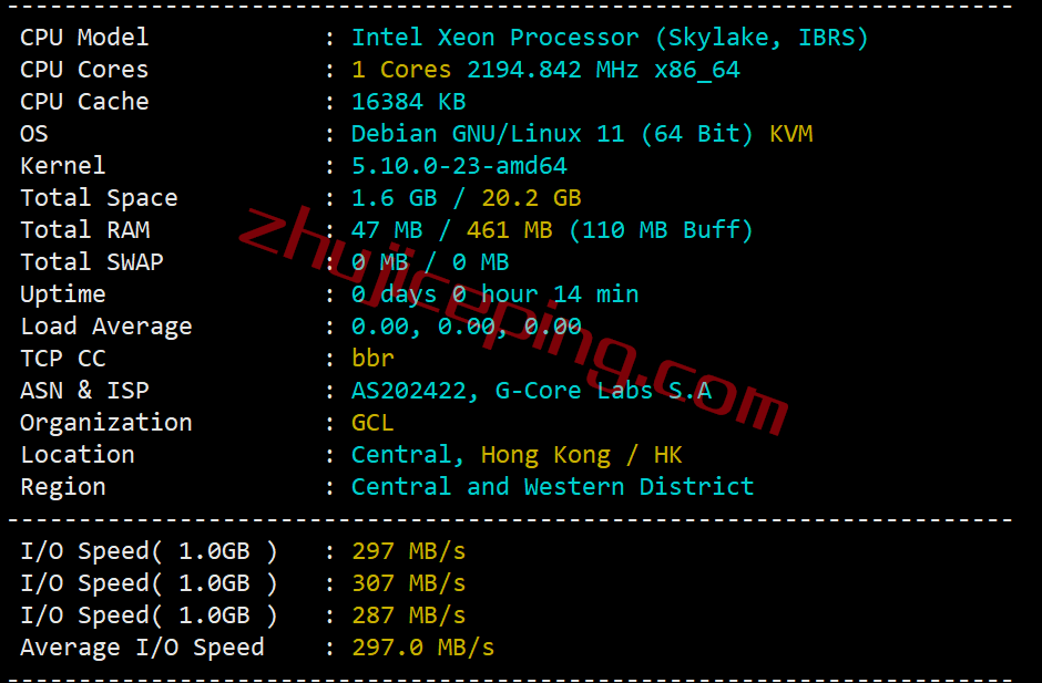 gchk1 gcore怎么样？gcore香港VPS测评数据分享