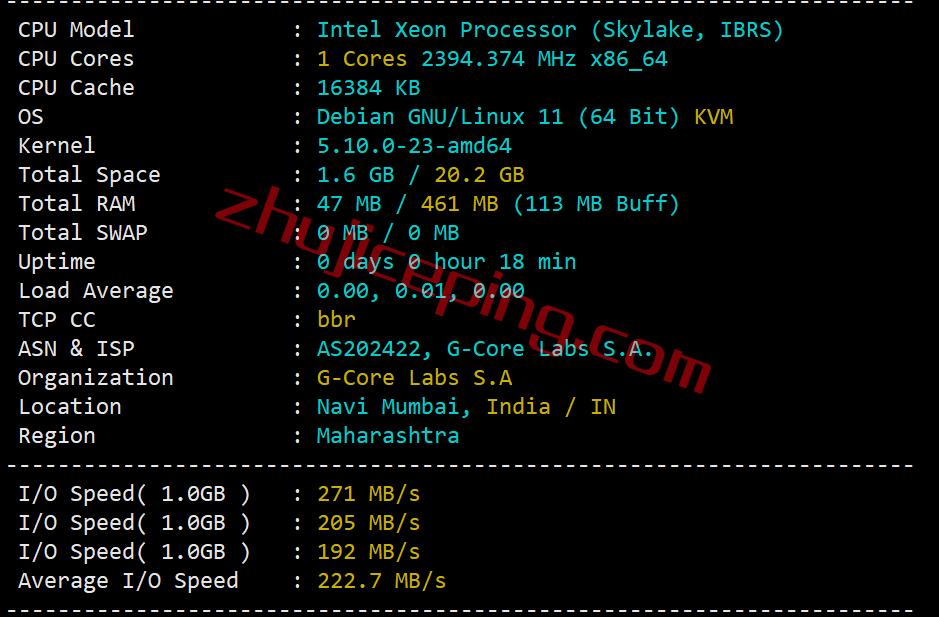 gcin1 gcore vps怎么样？简单测评下gcore的印度VPS（Mumbai）