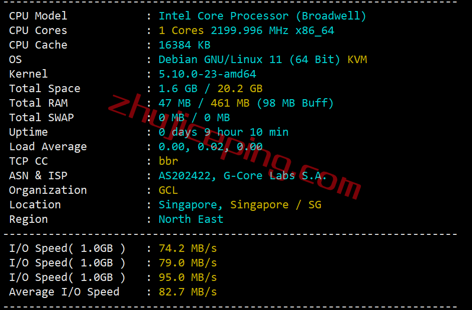 gcsgp1 gcore怎么样？gcore新加坡VPS测评数据分享