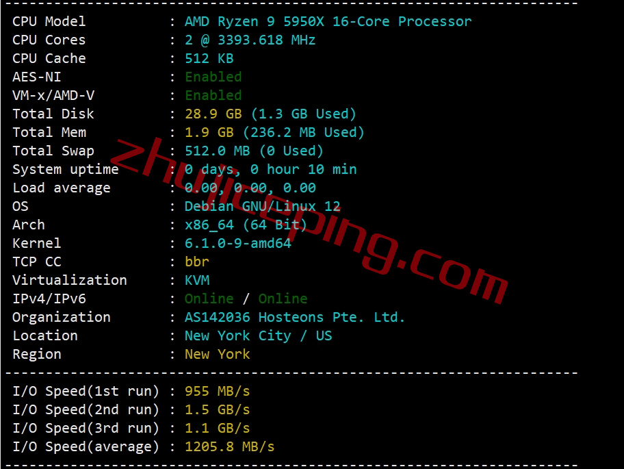 heony1 hosteons怎么样？简单测评下纽约数据中心的VPS