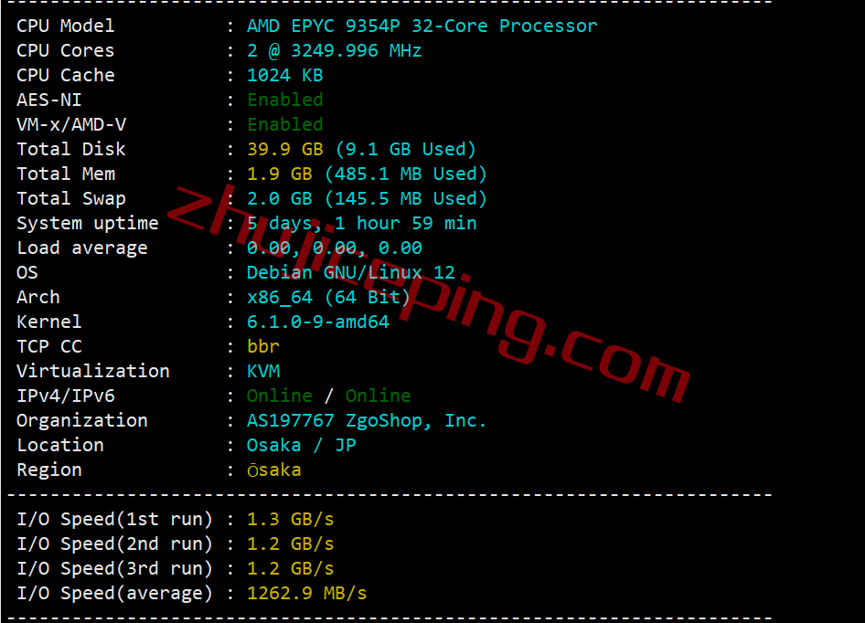 zgojp1 zgovps日本vps怎么样？性能爆表，联通/移动能飞起来(电信劝退)，解锁netflix/spotify/Steam/chatgpt