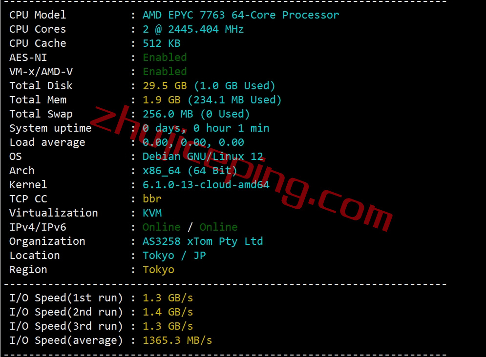 vjpp1 简单测评下V.PS的日本东京Performance KVM VPS (高速/高性能/带备份/流量用完不停机)