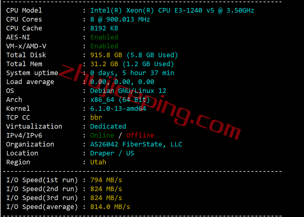 fibers1 fiberstate怎么样？盐湖城数据中心独立服务器细节测评