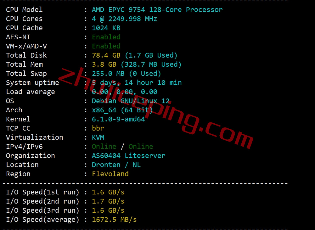 lsnl1 简单测评下liteserver.nl的荷兰AMD高性能VPS