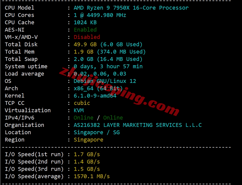 lysg1 layer.ae怎么样？新加坡数据中心的AMD Ryzen系列VPS测评