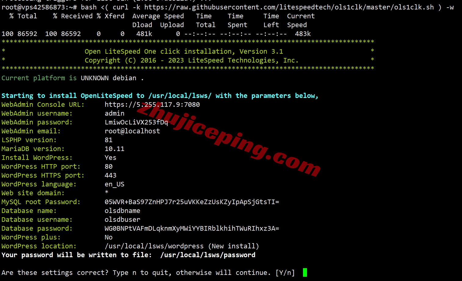 ols1clk2 一键脚本搭建OpenLiteSpeed+PHP+MariaDB/MySQL+WordPress+LiteSpeedCache