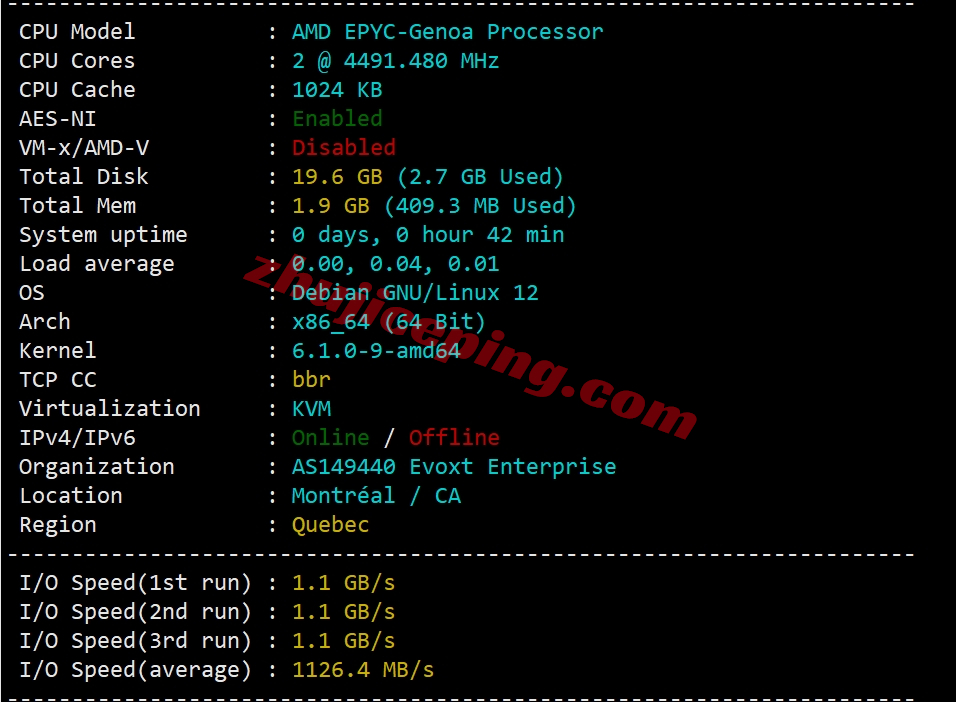 evoca1 evoxt怎么样？加拿大VPS详细测评，AMD EPYC 9004高端平台性能炸裂