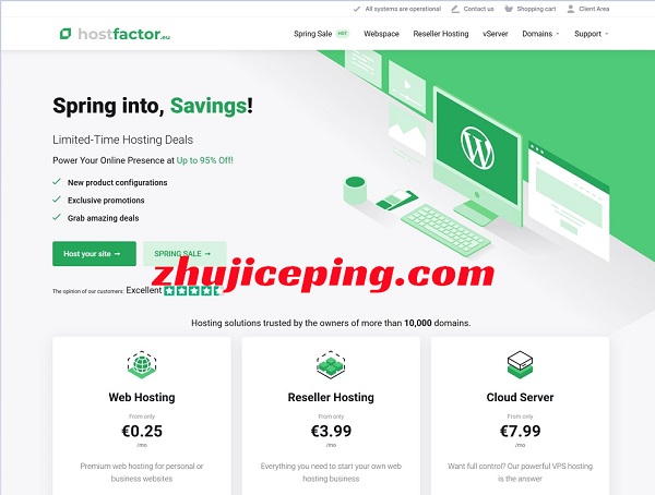hostfactor：全场8折，cpanel主机€9.51/年，VPS低至€6.4/月，自带40G防御，德国/英国/法国机房-国外主机测评