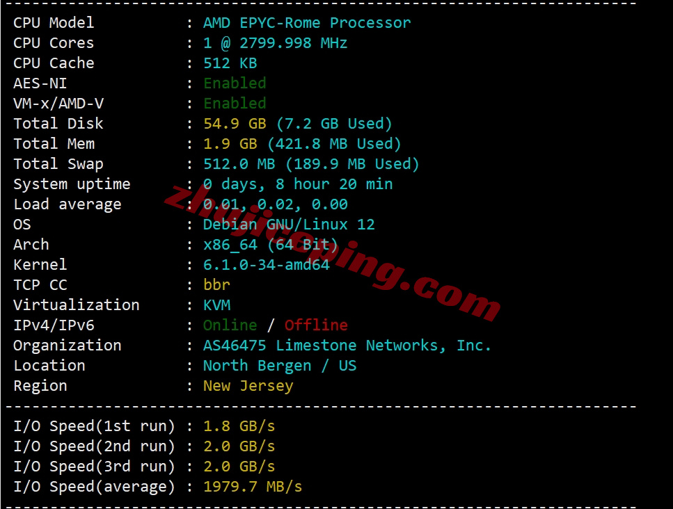 ethernj1 详细测评ethernetservers美国新泽西KVM系列VPS(EQ的NY7 New York IBX机房)
