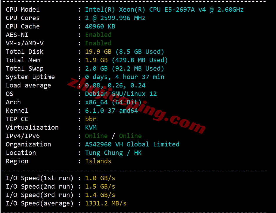 bitsfhk1 详细测评bitsflow香港VPS，500M带宽/三网直连/自带原生IPv4和IPv6