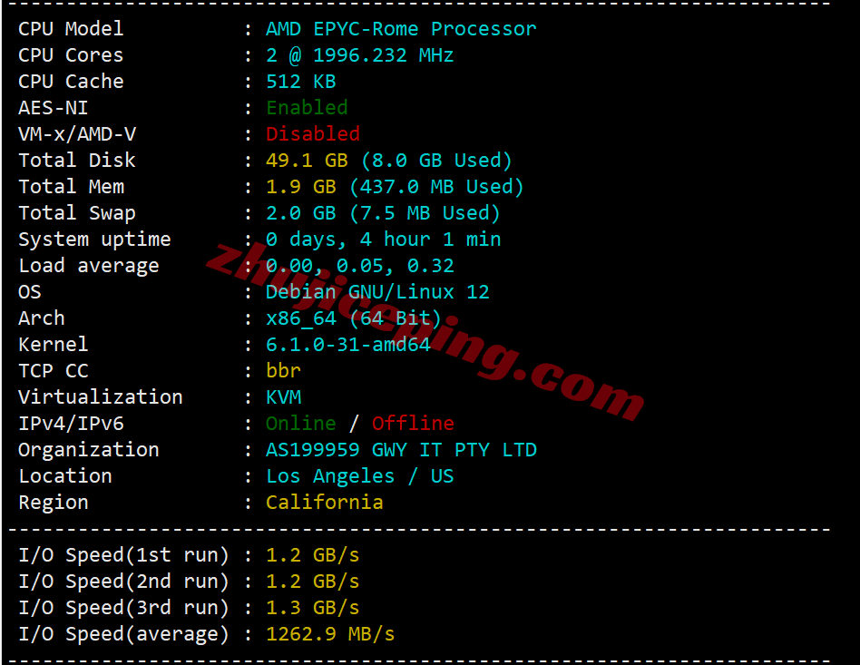 hdlaepyc1 详细测评hostdare洛杉矶AMD EPYC系列VPS
