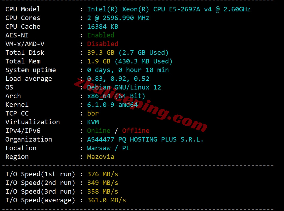 Thiplx1 详细测评the.hosting的10Gbps带宽的波兰不限流量VPS