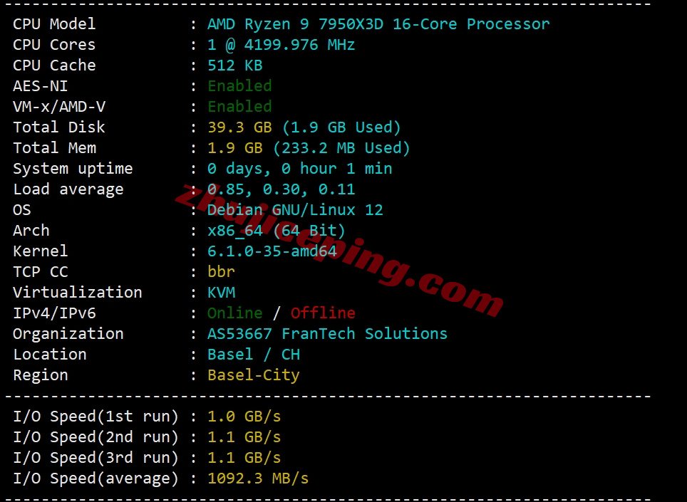 buyvmch1 buyvm瑞士VPS详细测评，性能小钢炮/不限制流量