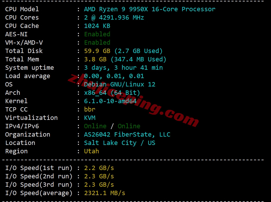 uqslr95x1 详细测评uqidc盐湖城10Gbps带宽高性能AMD Ryzen 9 9950X系列VPS