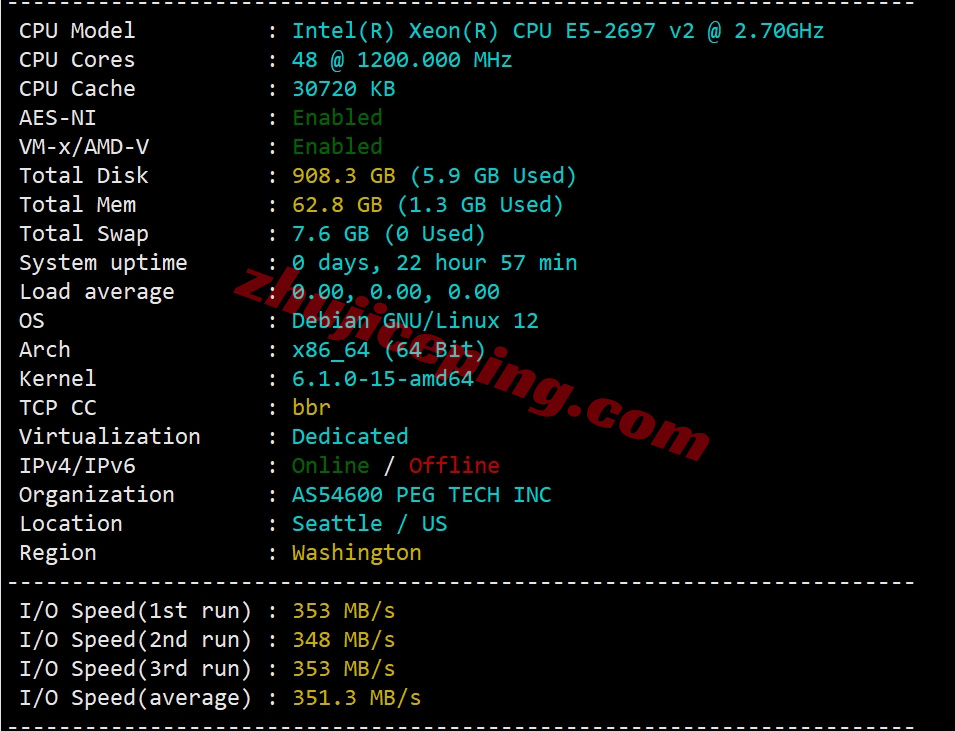 rseaocn1 详细测评raksmart西雅图大陆优化CN2/China Optimized CN2线路的服务器