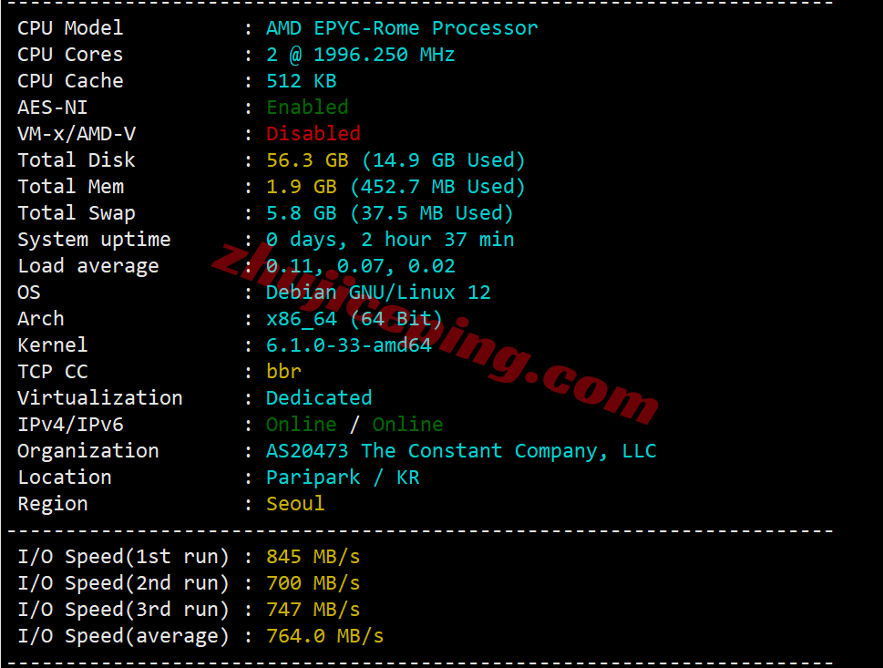 Vultrkr1 ⭐更新：vultr韩国首尔的云服务器测评- South Korea (ICN)