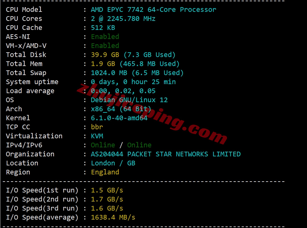 bitslon1 详细测评bitsflow.cloud的英国伦敦数据中心的VPS