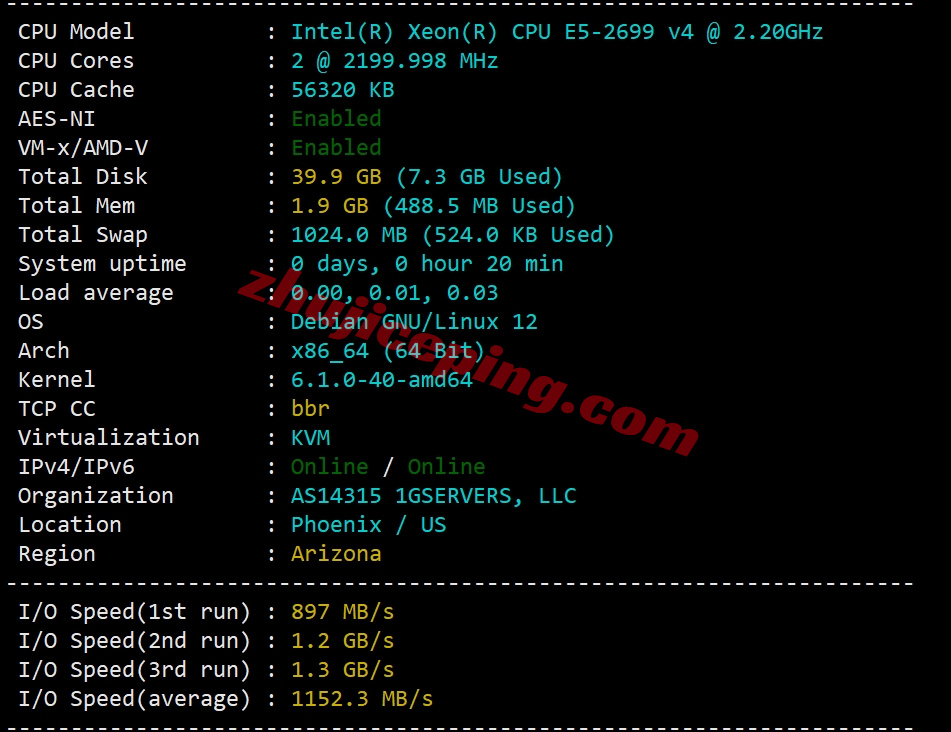 bitsphx1 详细测评bitsflow.cloud的美国凤凰城数据中心的VPS