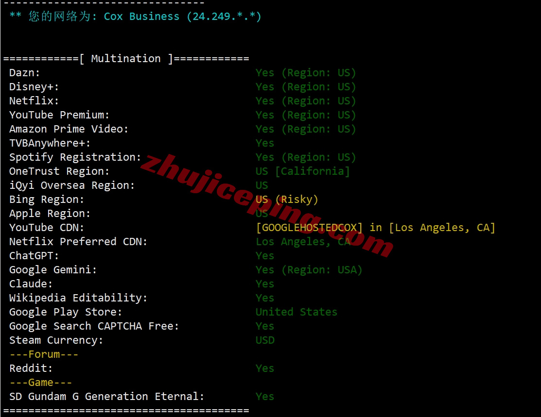 sixcox10 详细测评sixtynet美国Cox Communications住宅IP属性的VPS测评