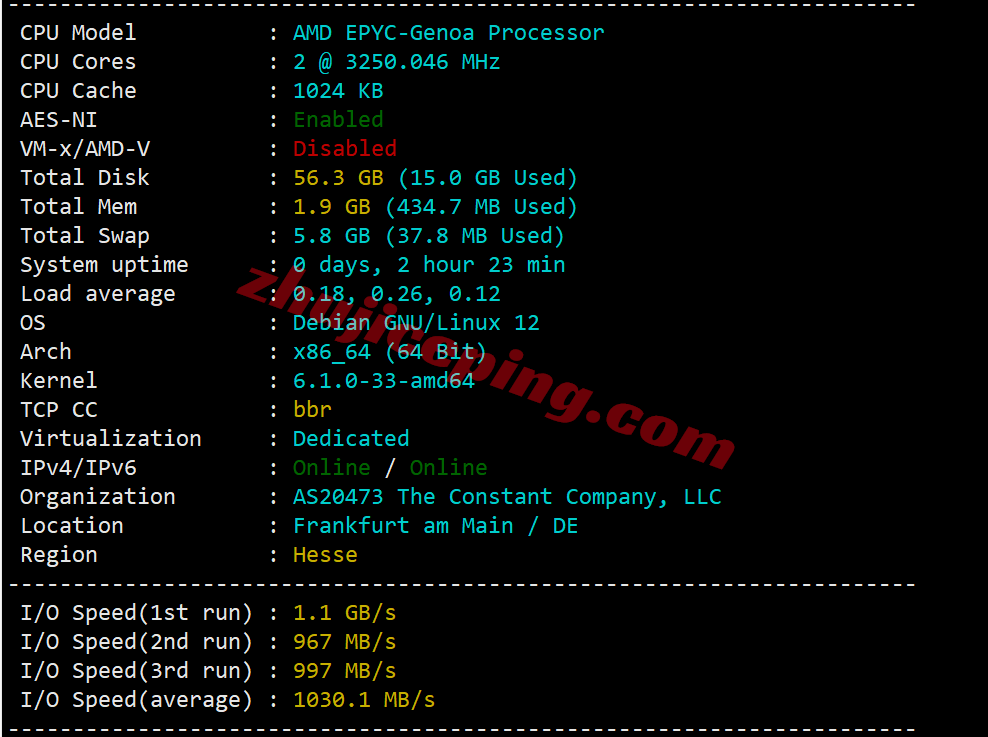 Vultrde1 ⭐更新:Vultr德国法兰克福的云服务器详细测评-Frankfurt, Germany (FRA)