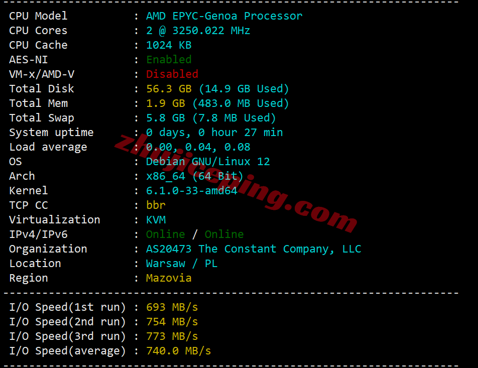 Vultrpl1 ⭐更新：vultr波兰华沙的云服务器测评- Warsaw, Poland (WAW)