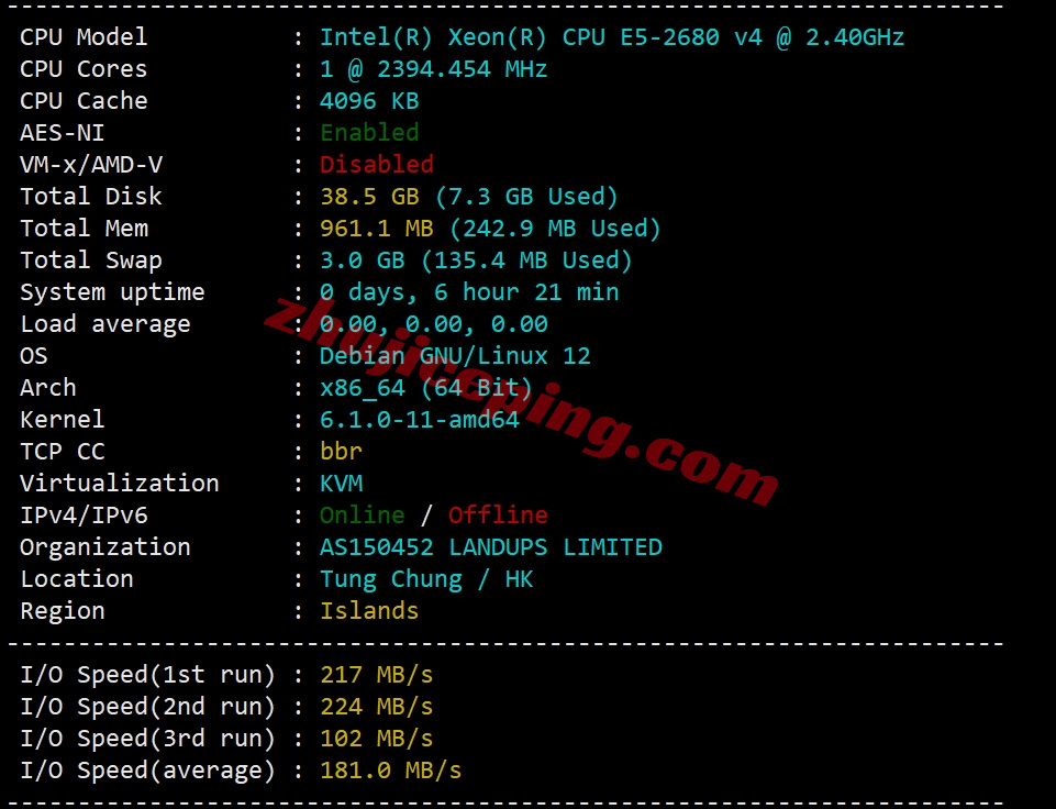 666hk1 详细测评666clouds香港VPS/优化网络