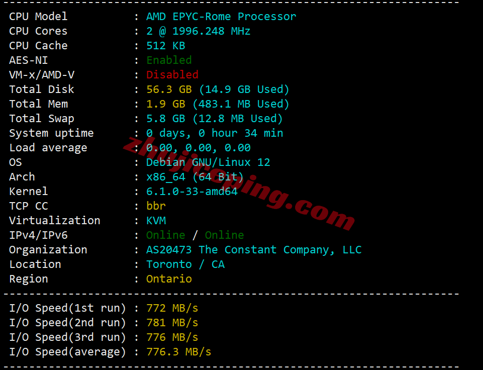 Vultca_5 ⭐更新：Vultr加拿大多伦多的云服务器测评 - Toronto, Canada (YTO)