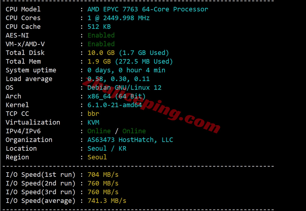 hhtkr1 详细测评hosthatch韩国首尔数据中心的VPS（LG直连）