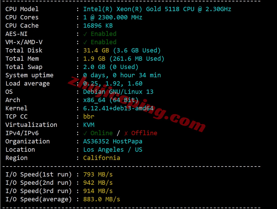 ddrla1 详细测评dedirock的美国洛杉矶VPS