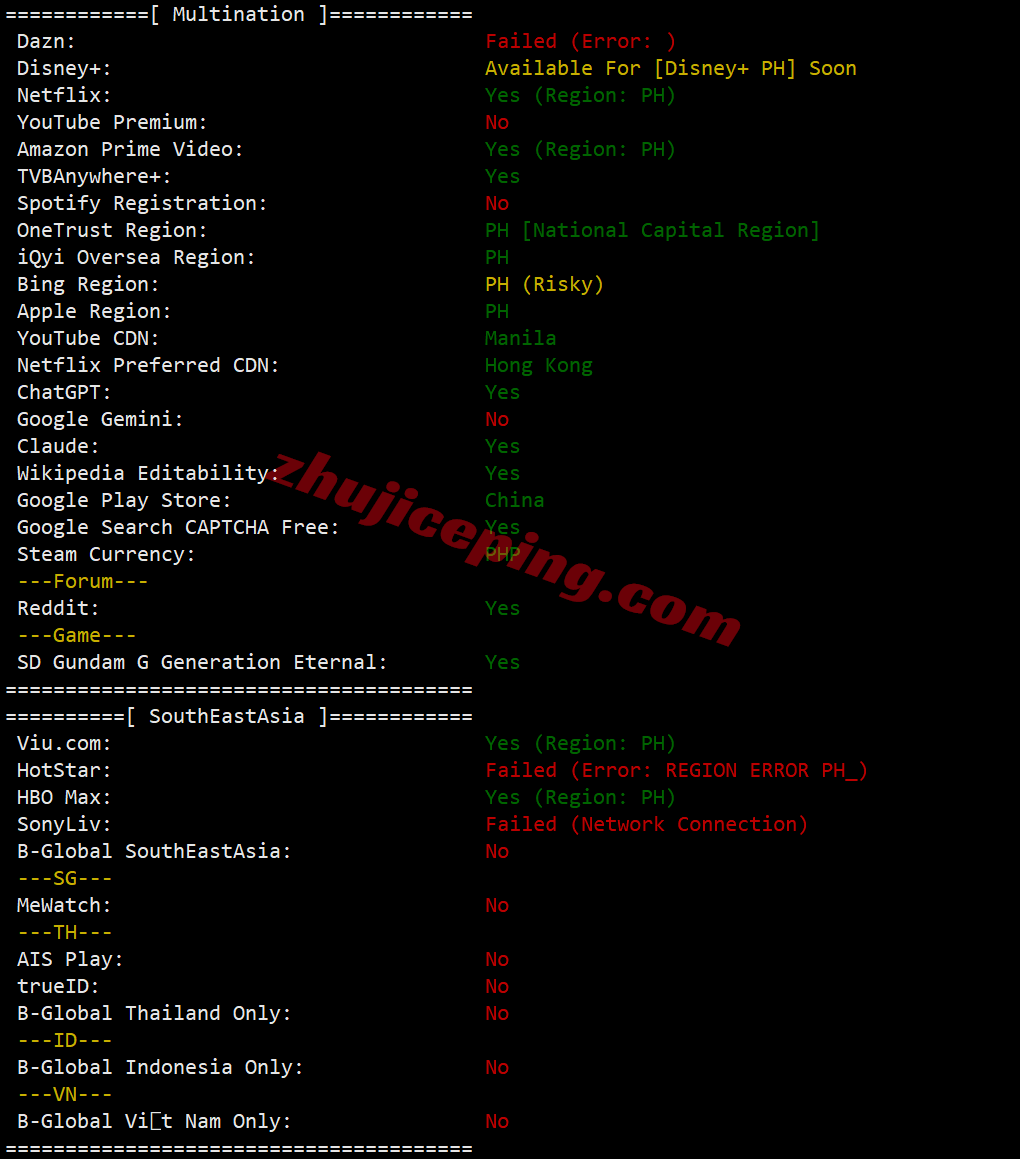 lcaph28 详细测评lcayun/莱卡云菲律宾双ISP住宅属性IP的VPS