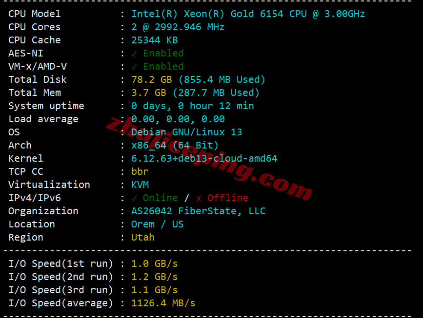 sswaut1 详细测评softshellweb美国盐湖城VPS