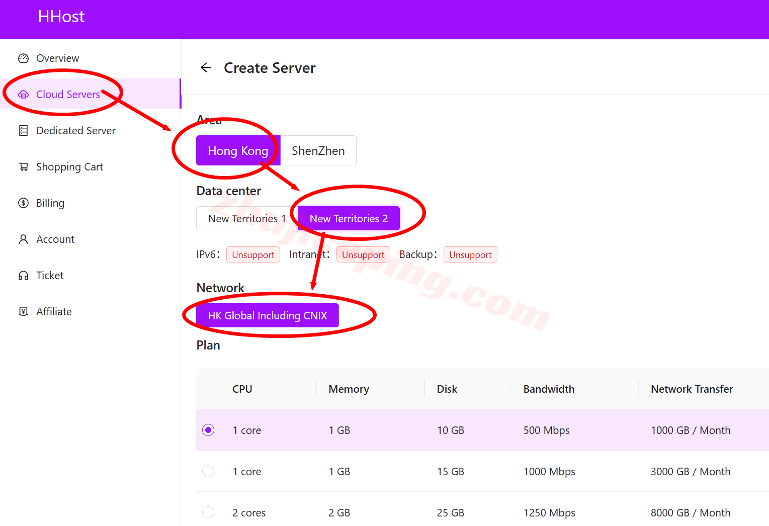 hhost-cnix-global hhost香港国际VPS自带CNIX低至$3.5/月，1G内存/1核/10gSSD/1T流量/500M带宽