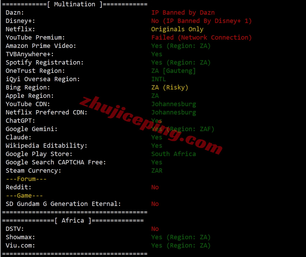 zljohan28 zenlayer南非云服务器测评，10G带宽/解锁tiktok等流媒体