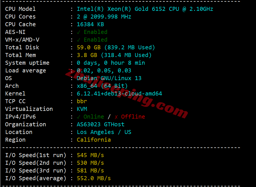 inetla1 inet.ws美国洛杉矶VPS测评，原生IP解锁TikTok等，国内晚高峰效果不佳